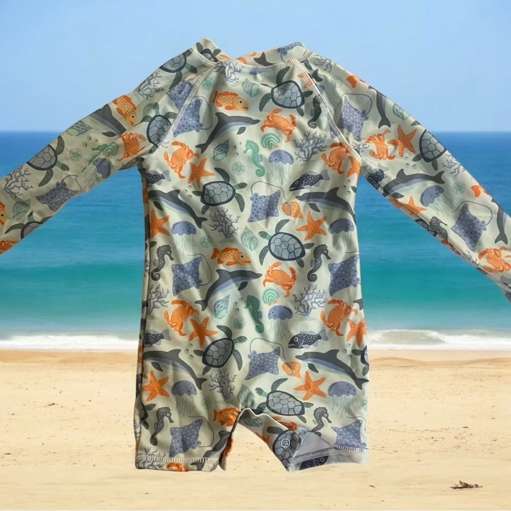 Tommy Bahama Kids Rashguard - Blue and Orange Ocean Print